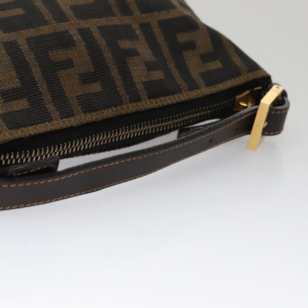 FENDI Zucca Canvas Accessory Pouch Brown Black gold mr873