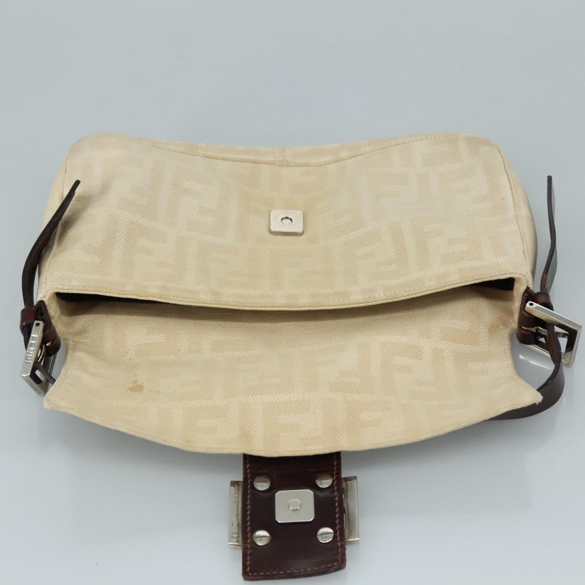FENDI Zucca Canvas Mamma Baguette Shoulder Bag Beige mr875