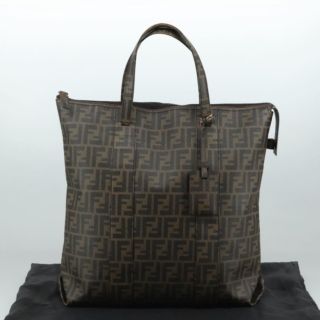 FENDI Zucca Canvas Tote Bag PVC Brown Black 7Va196 mr923