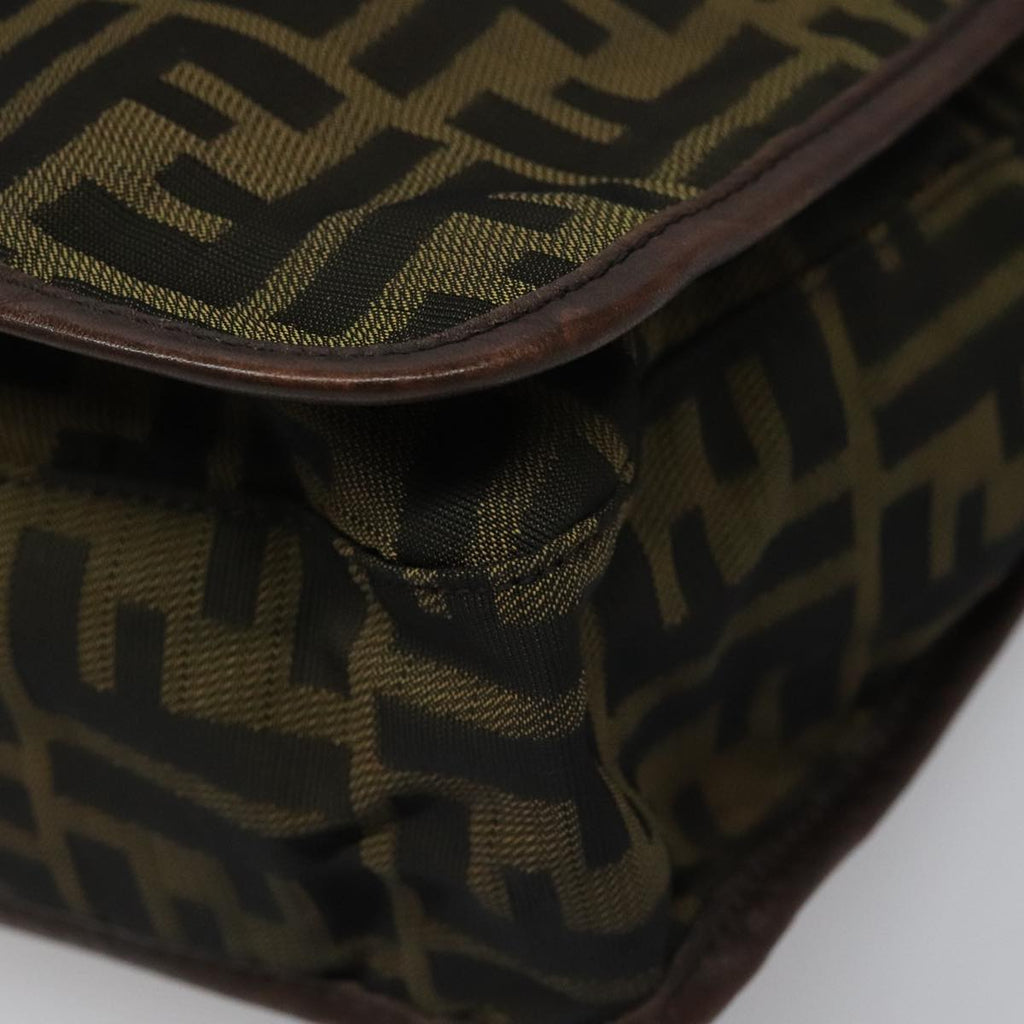 FENDI Zucca Canvas Shoulder Bag Brown Black Silver mr967
