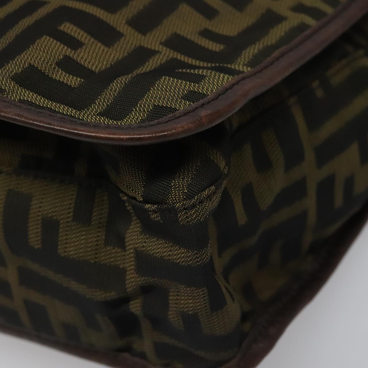 FENDI Zucca Canvas Shoulder Bag Brown Black Silver mr967