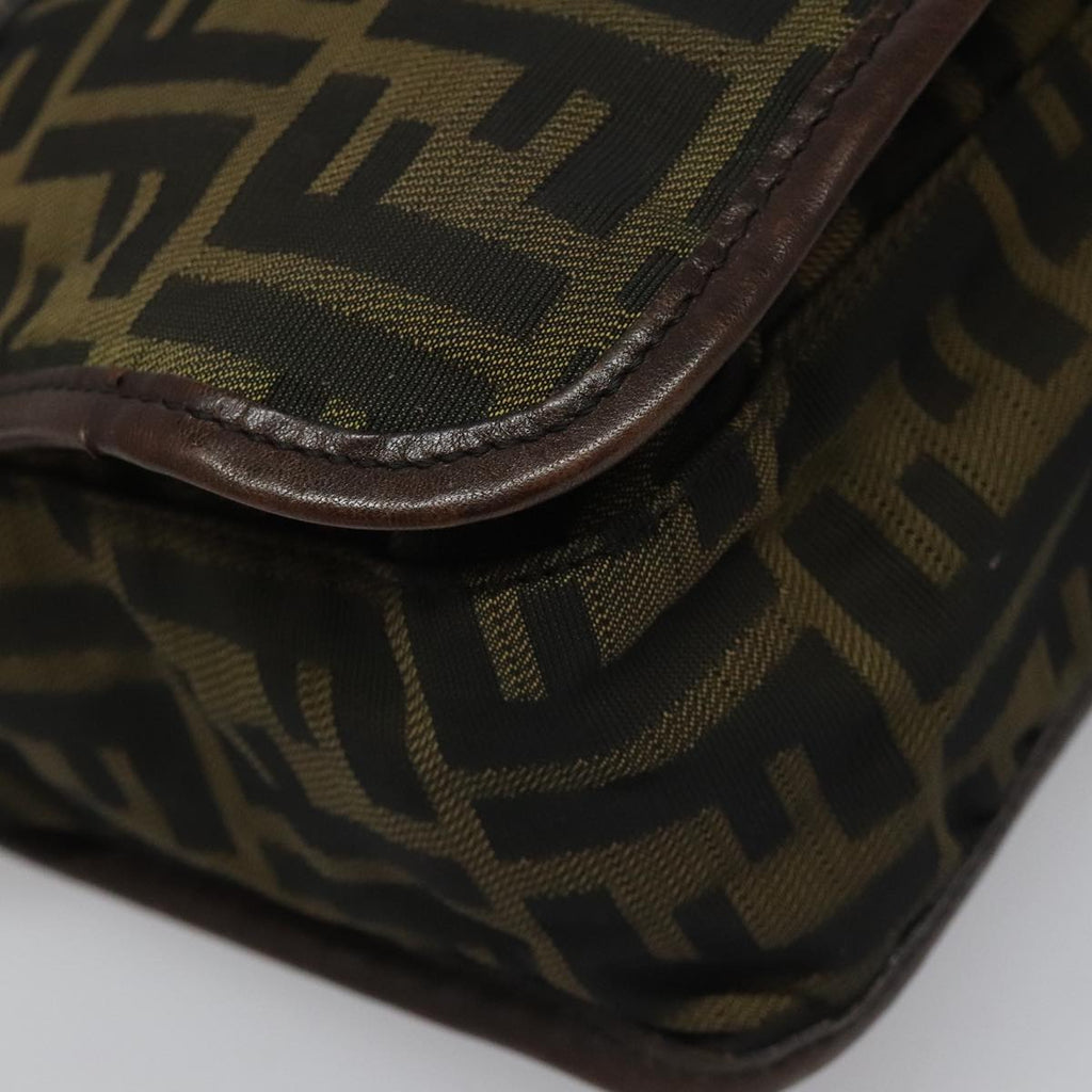 FENDI Zucca Canvas Shoulder Bag Brown Black Silver mr967
