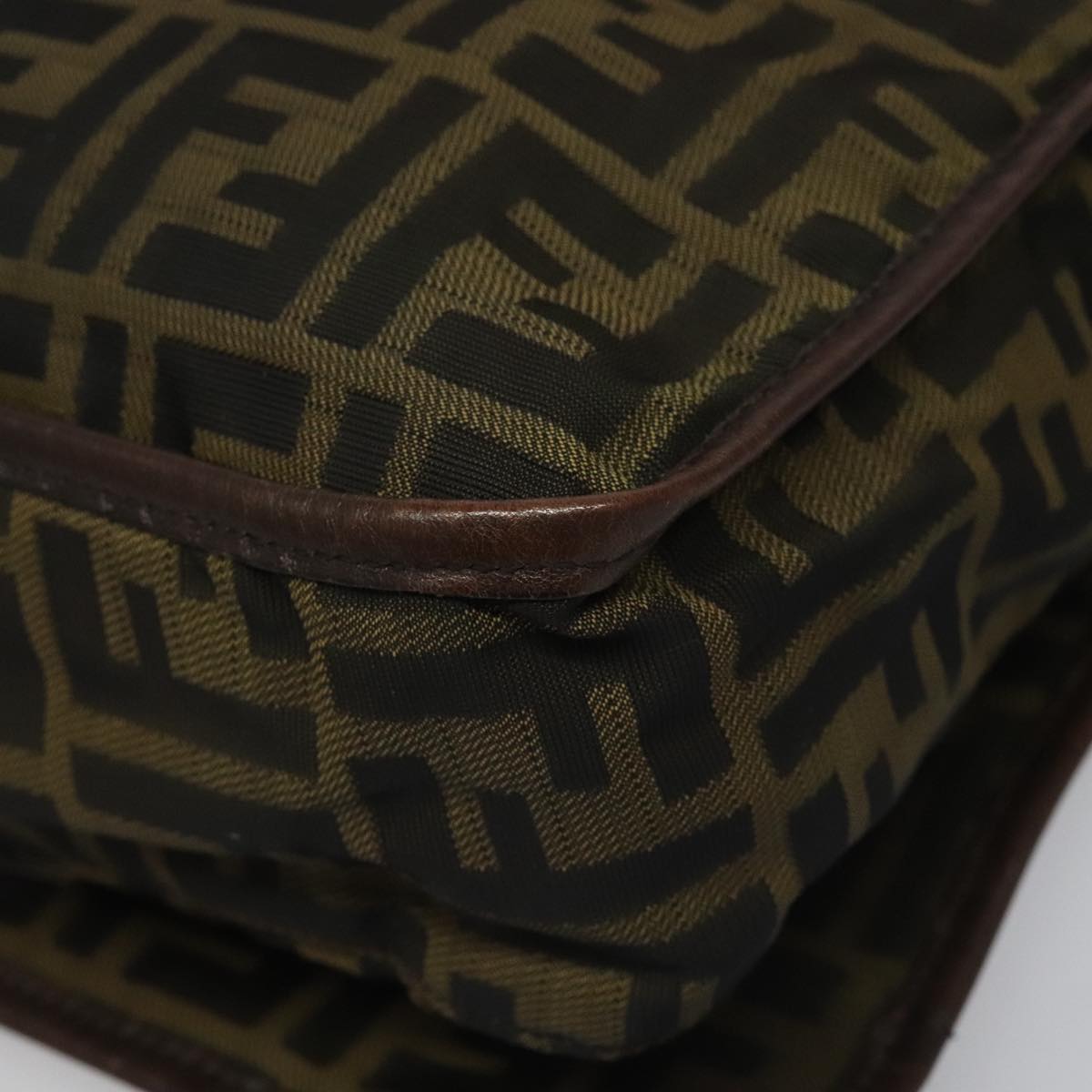 FENDI Zucca Canvas Shoulder Bag Brown Black Silver mr967