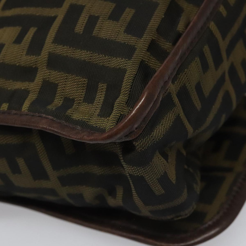 FENDI Zucca Canvas Shoulder Bag Brown Black Silver mr967
