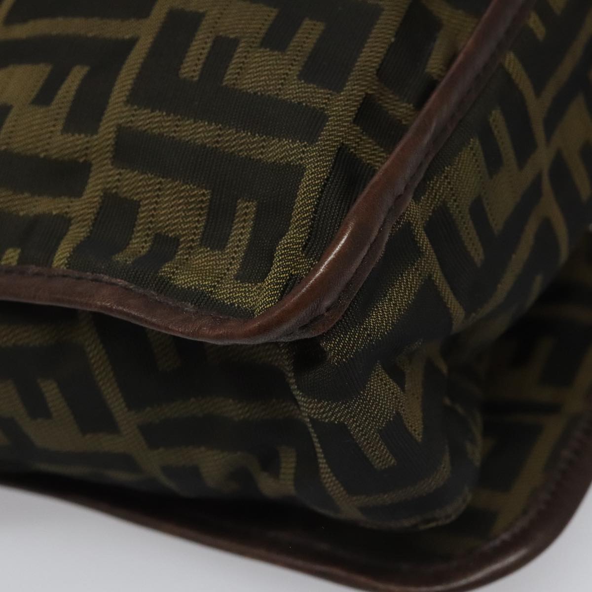 FENDI Zucca Canvas Shoulder Bag Brown Black Silver mr967
