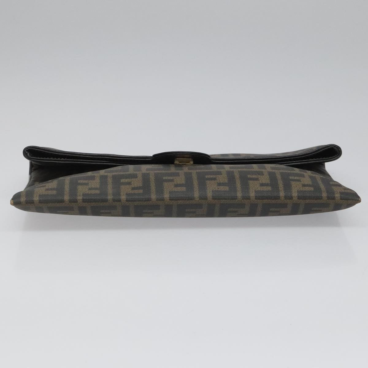 FENDI Zucca Canvas Clutch Bag PVC Brown Black gold mr981