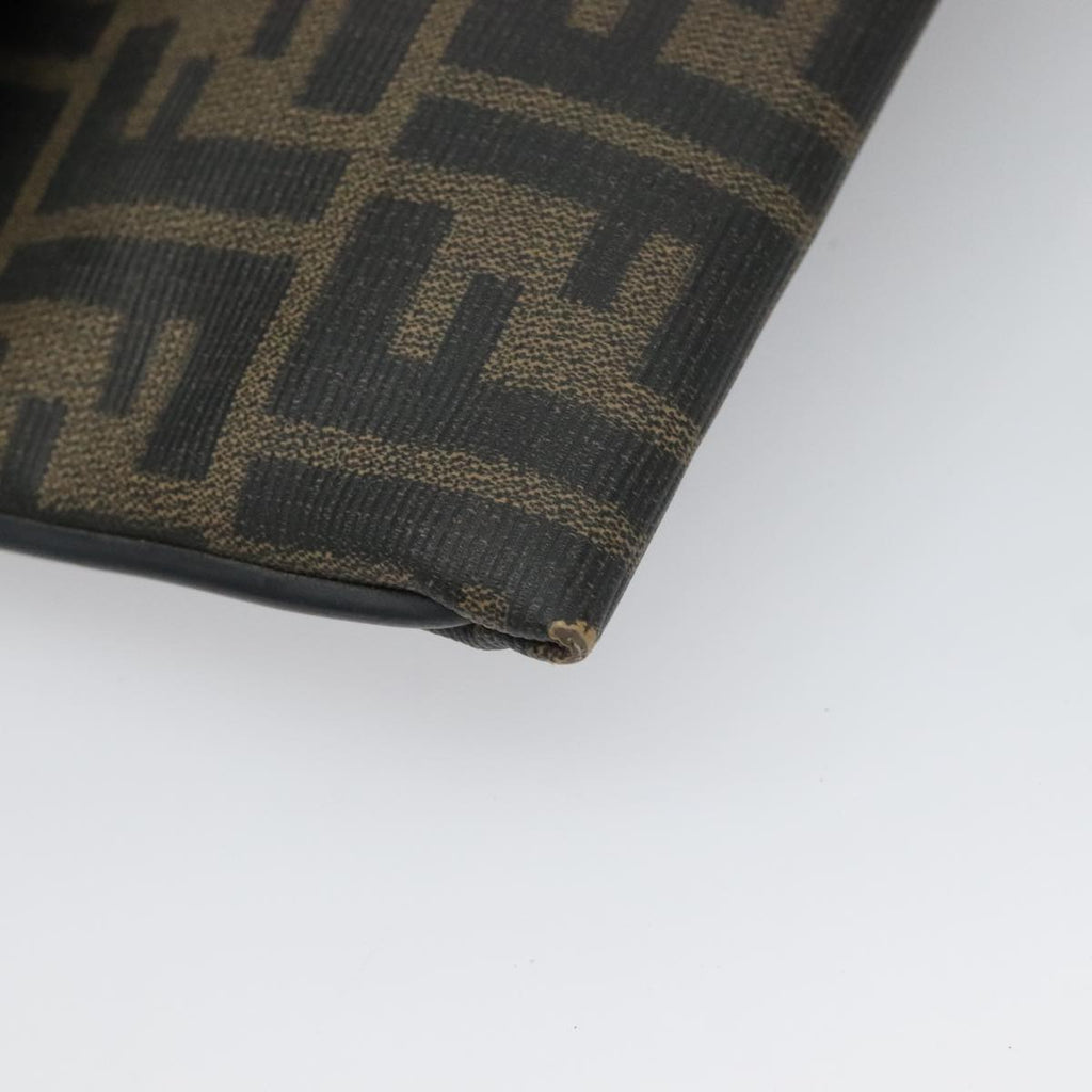 FENDI Zucca Canvas Clutch Bag PVC Brown Black gold mr981