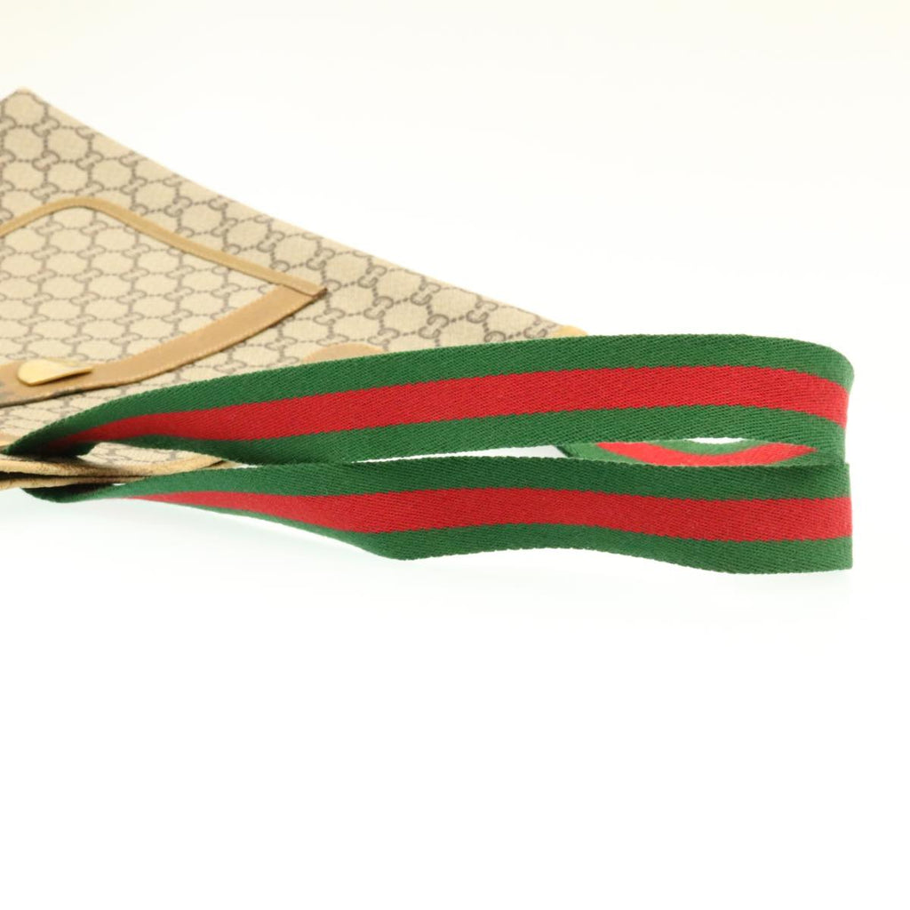GUCCI Web Sherry Line GG Canvas Tote Bag Beige Red Green ms041