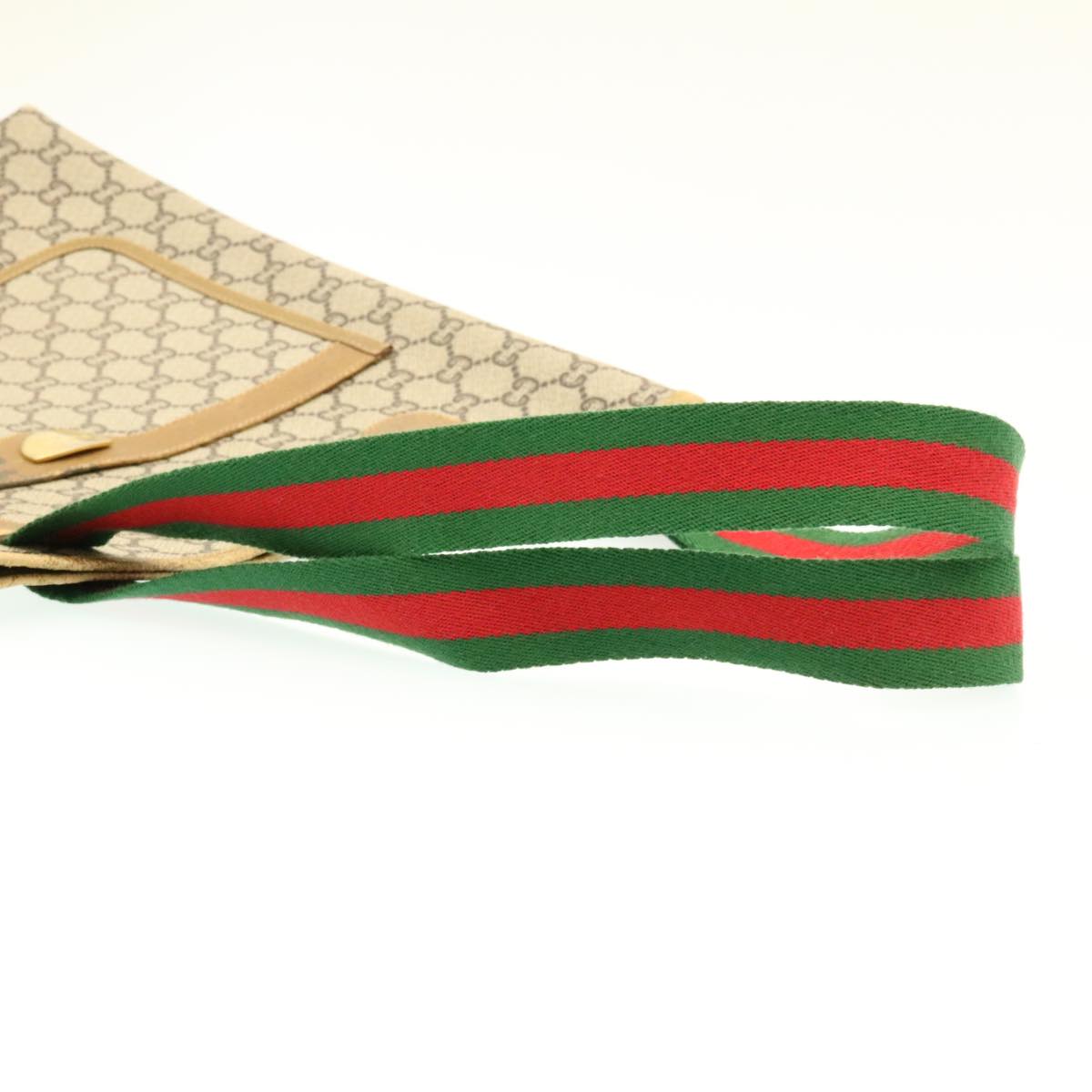GUCCI Web Sherry Line GG Canvas Tote Bag Beige Red Green ms041