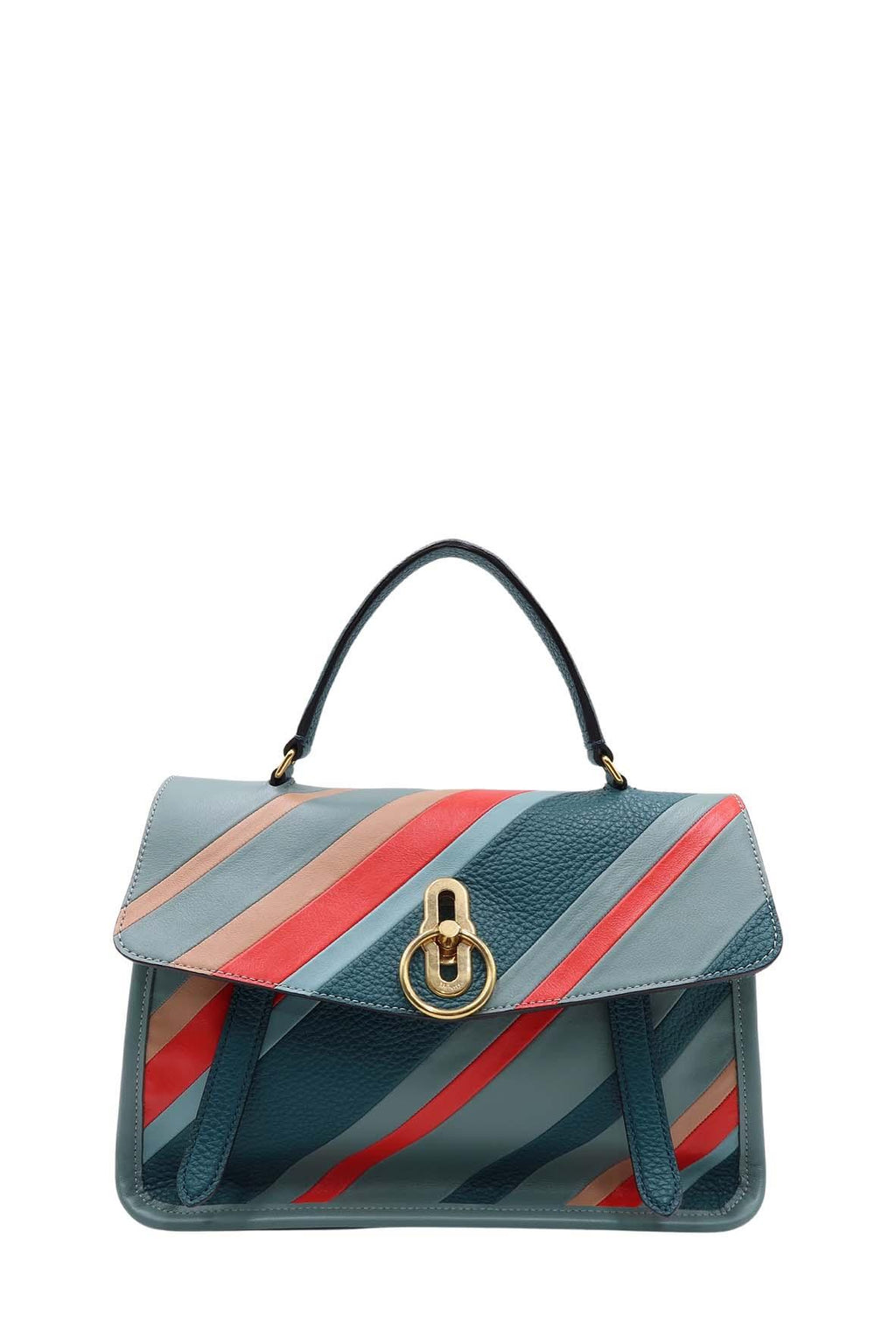 Diagonal Stripes Gracy Satchel Blue Multicolor