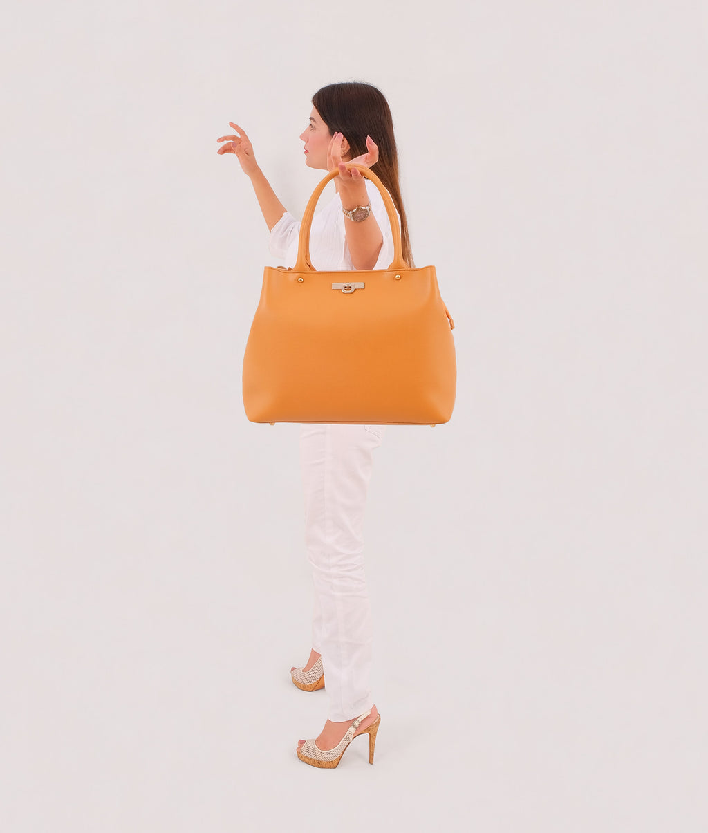 Mustard zipper tote bag