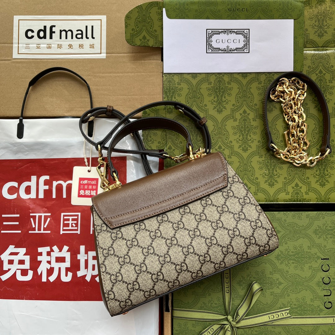 gg Ophidia gg Horsebit 1955 Mini Bag Light Brown And Beige For Women, Women’s Bags 8.6in/22cm gg 703848 9AAAJ 8563