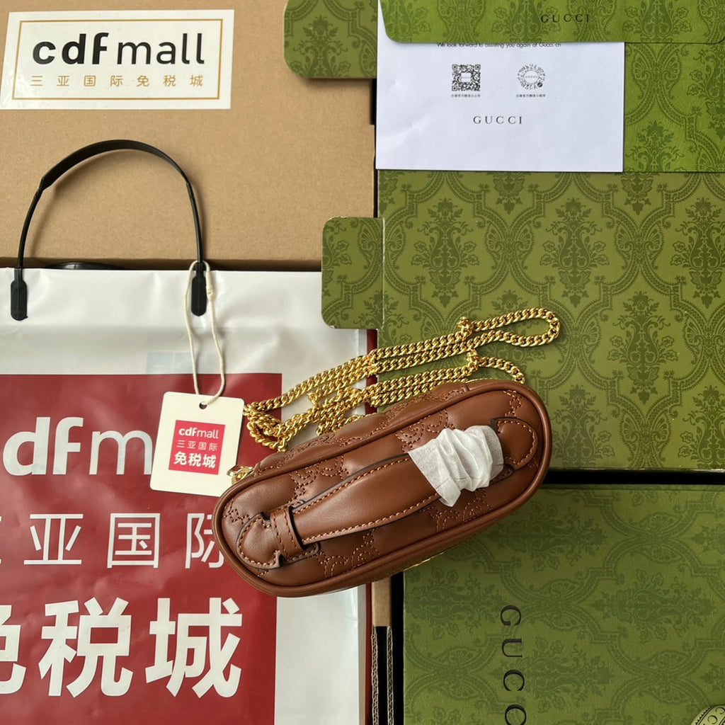 gg Quilted gg Mini Handbag Brown For Women, Women’s Bags 6.3in/16cm gg 723770 UM8IG 2546