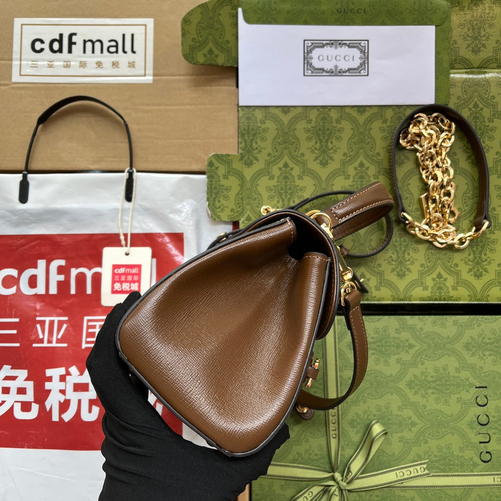 gg Ophidia gg Horsebit 1955 Mini Bag Light Brown And Beige For Women, Women’s Bags 8.6in/22cm gg 703848 9AAAJ 8563