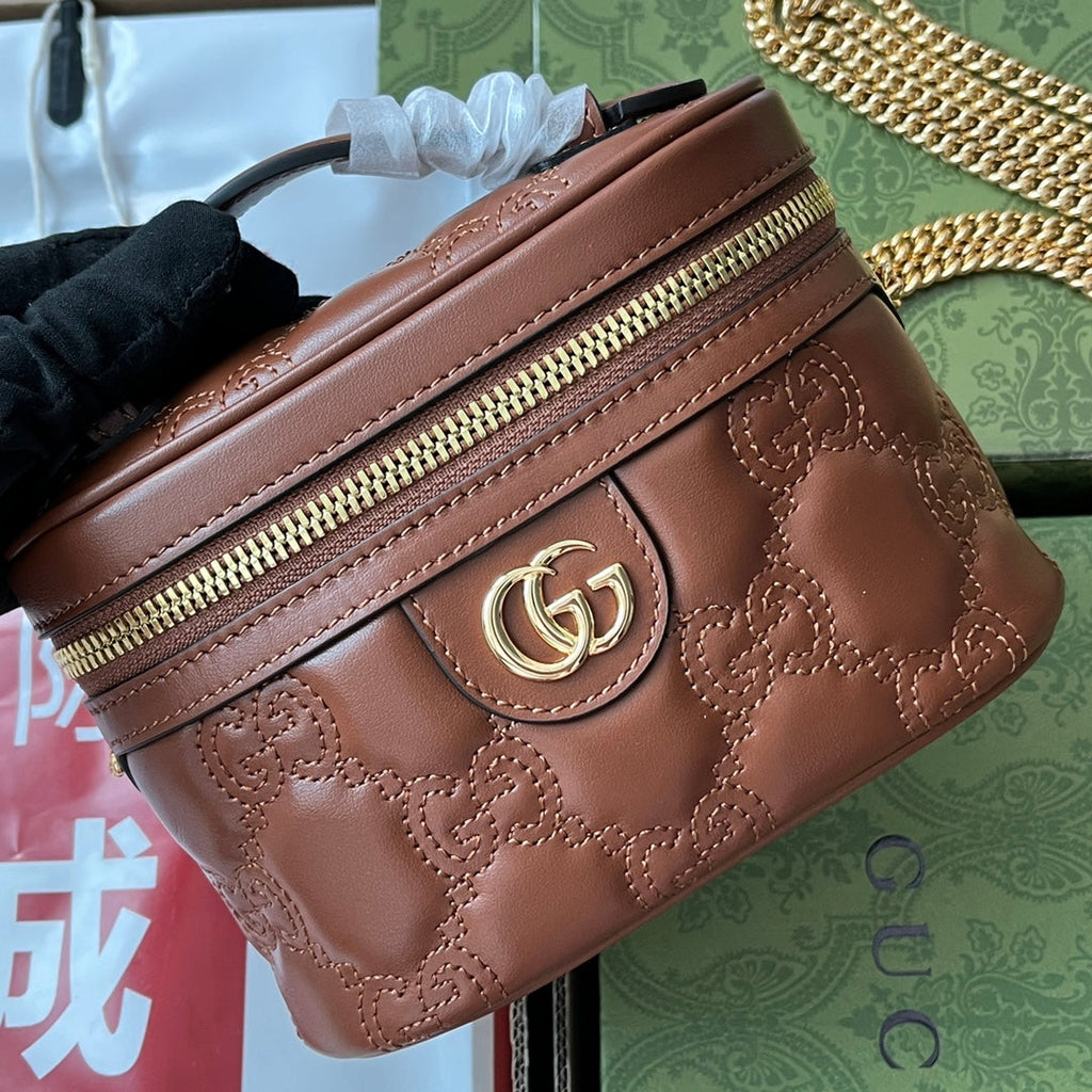 gg Quilted gg Mini Handbag Brown For Women, Women’s Bags 6.3in/16cm gg 723770 UM8IG 2546