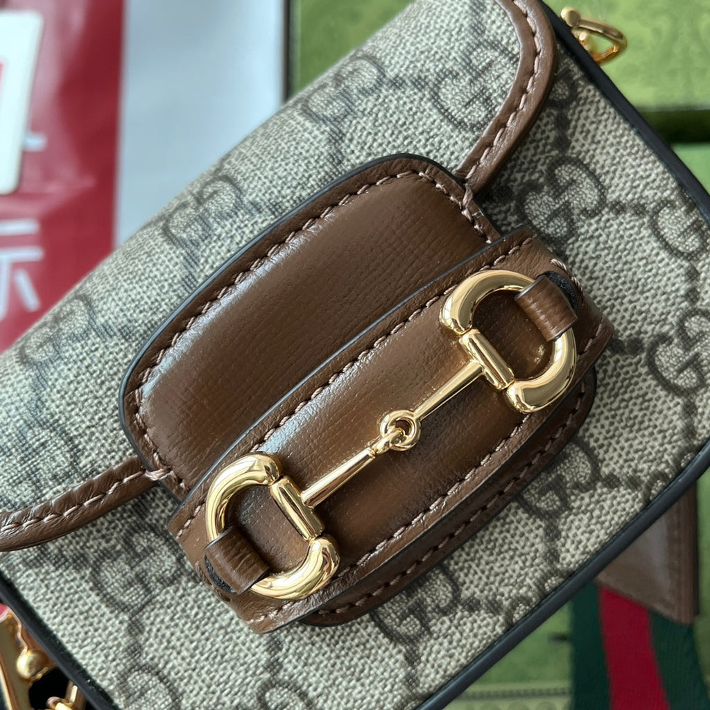 gg Horsebit 1955 Strap Wallet Brown For Women, Women’s Bags 4.7in/12cm gg ‎699760 HUHHG 8565