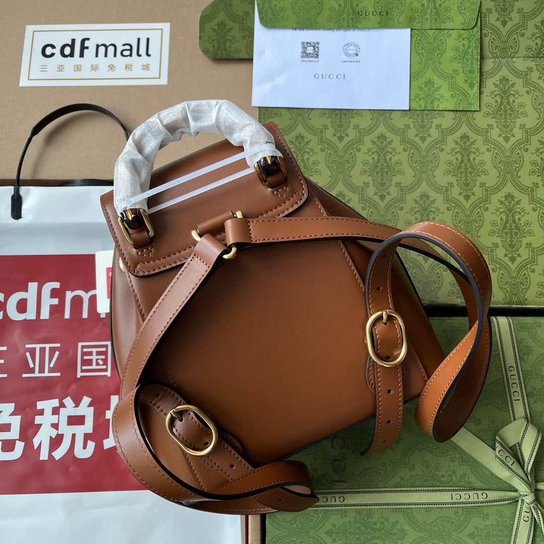 gg Bamboo Small Backpack Brown For Women, Women’s Bags 8.6in/22cm gg ‎‎702101 UZY0T 2535