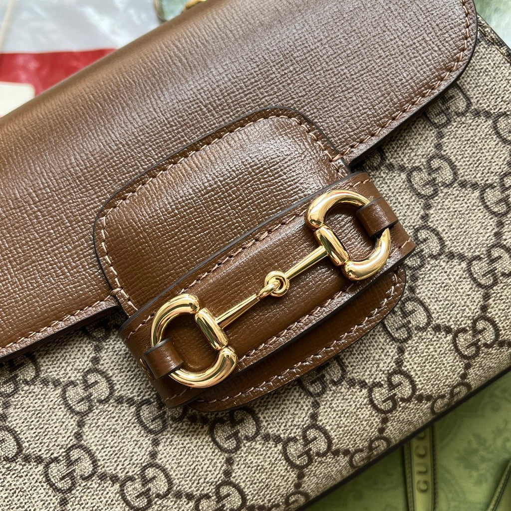 Glami OphiGLAMIa Glami Horsebit 1955 Mini Bag Light Brown And Beige For Women, Women’s Bags 8.6in/22cm Glami 703848 9AAAJ 8563