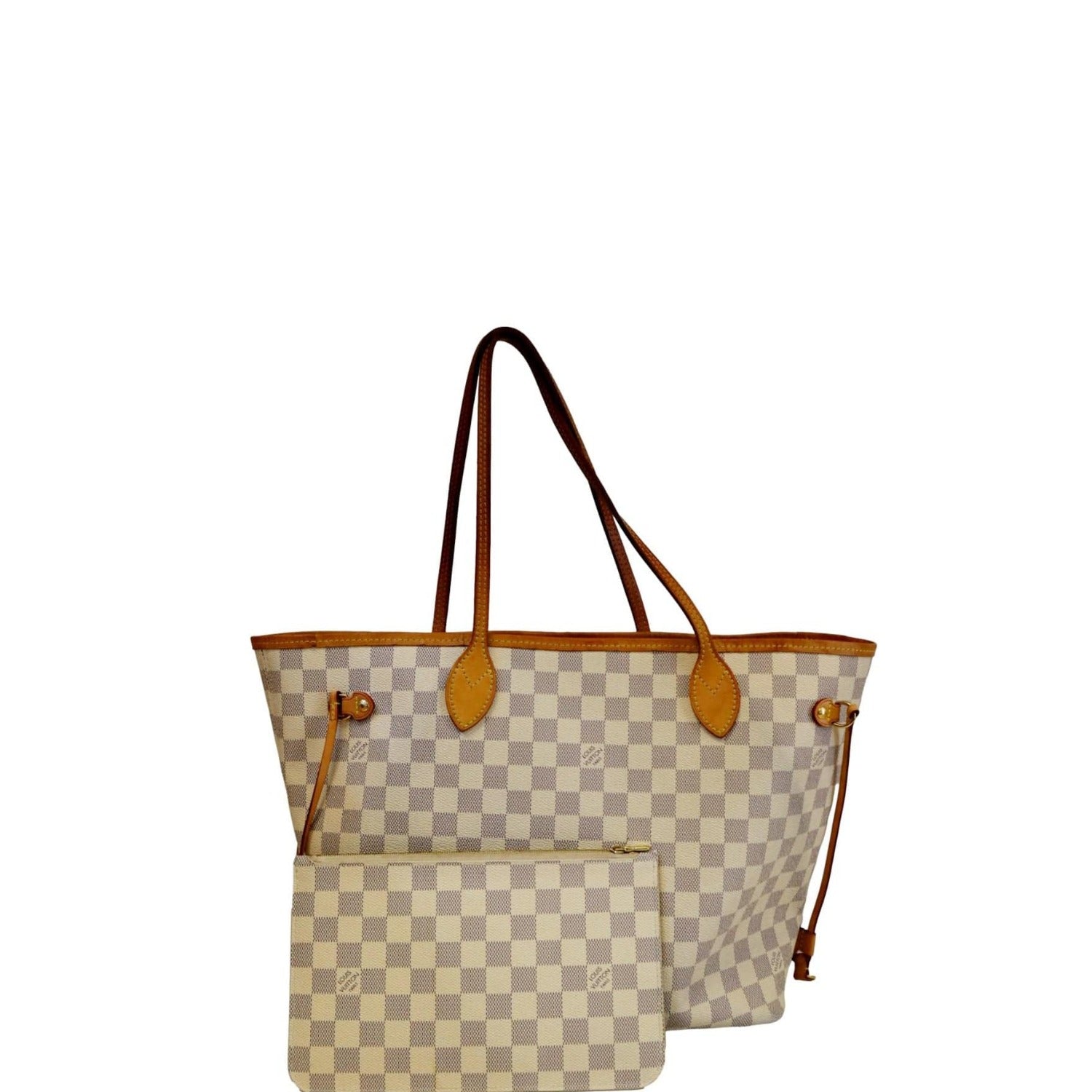 LOUIS VUITTON Neverfull MM Damier Azur Shoulder Bag White