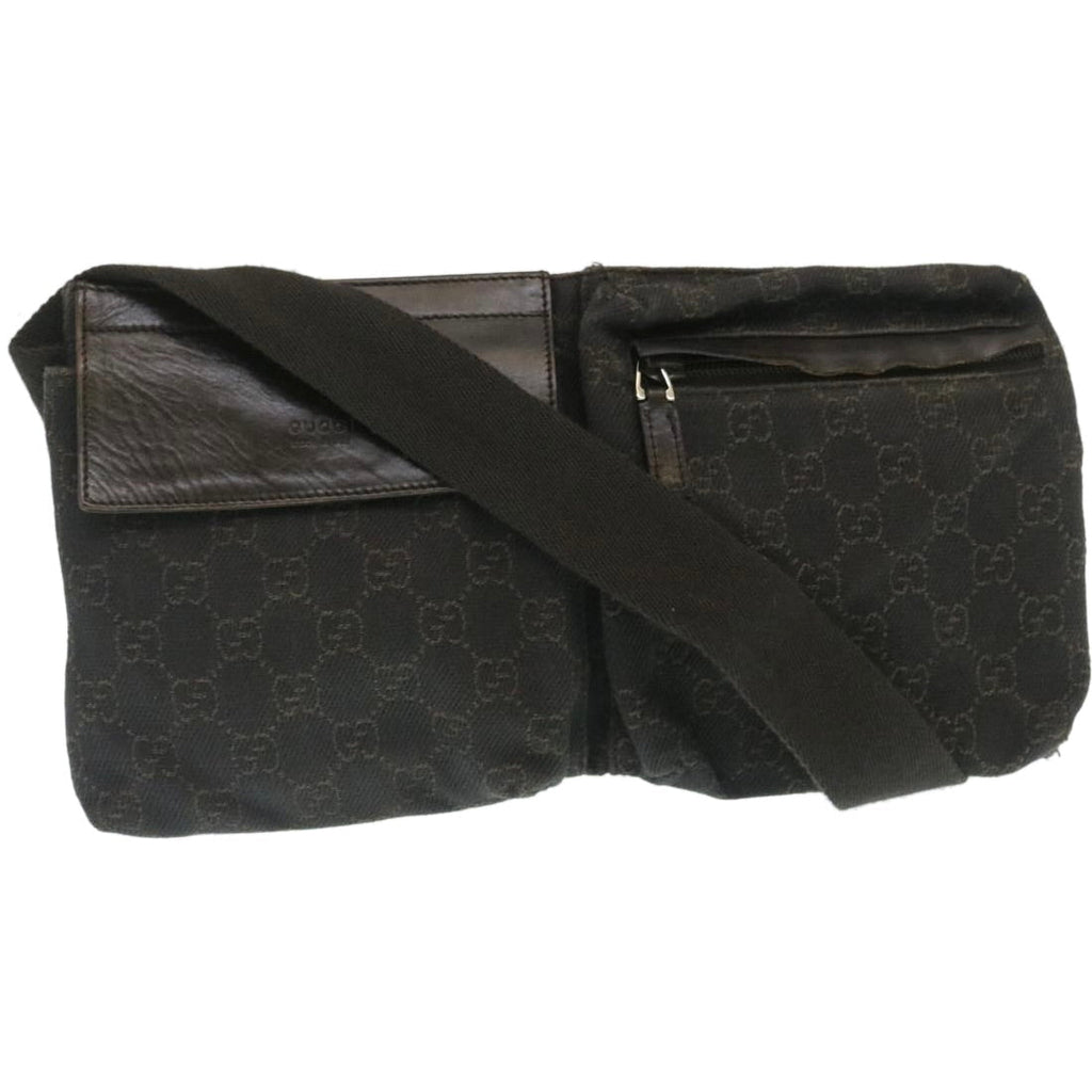 GUCCI GG Canvas Waist Bag Dark Brown 28566 35115