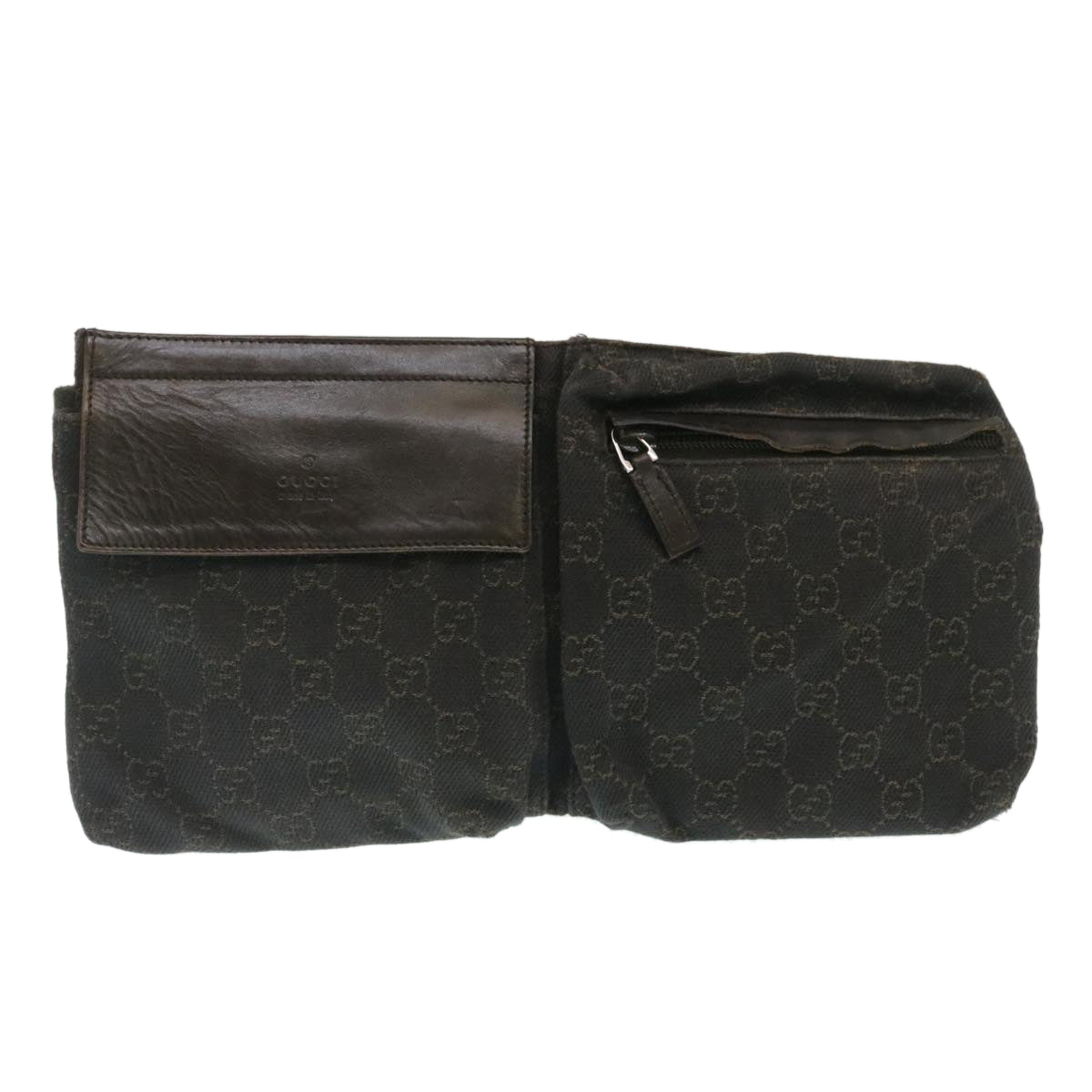 GUCCI GG Canvas Waist Bag Dark Brown 28566 35115