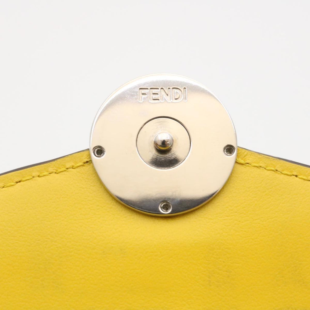 FENDI Zucca F is Continental Wallet Embossed Leather Yellow Brown 34531