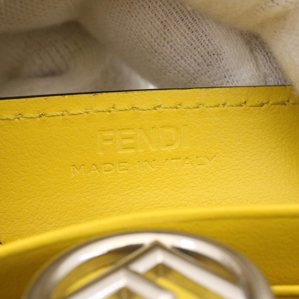 FENDI Zucca F is Continental Wallet Embossed Leather Yellow Brown 34531