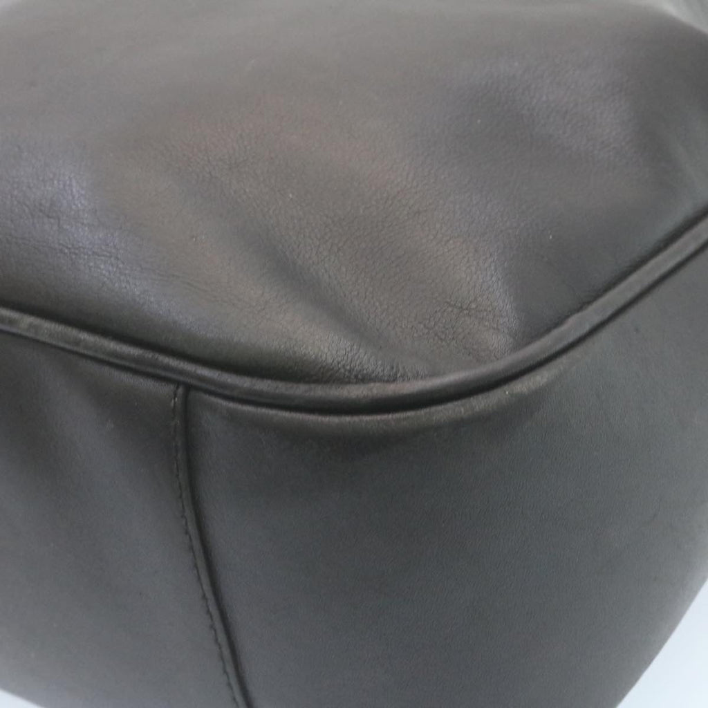 GUCCI Bamboo Hand Bag Leather 2Way Shoulder Bag Black ni086
