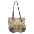 FENDI Zucchino Canvas Mamma Baguette Shoulder Bag Enamel Brown 34666