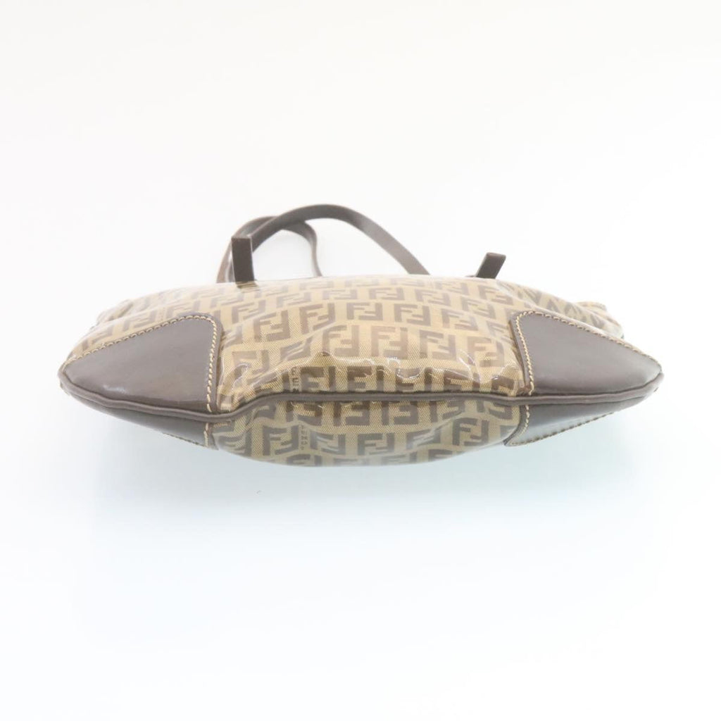 FENDI Zucchino Canvas Mamma Baguette Shoulder Bag Enamel Brown 34666