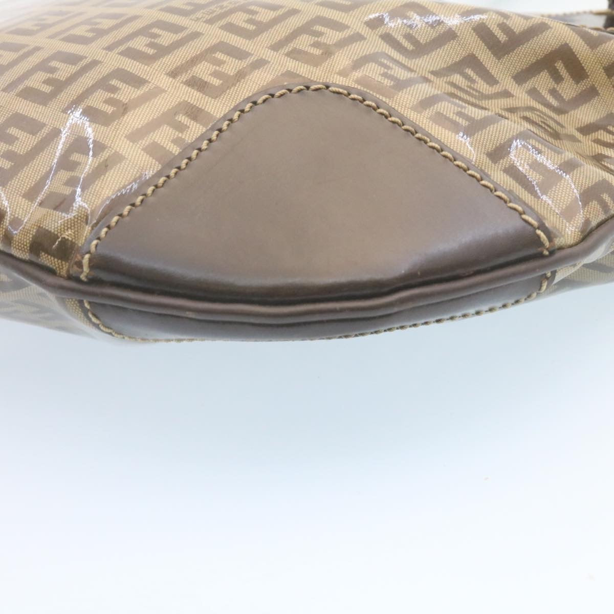FENDI Zucchino Canvas Mamma Baguette Shoulder Bag Enamel Brown 34666