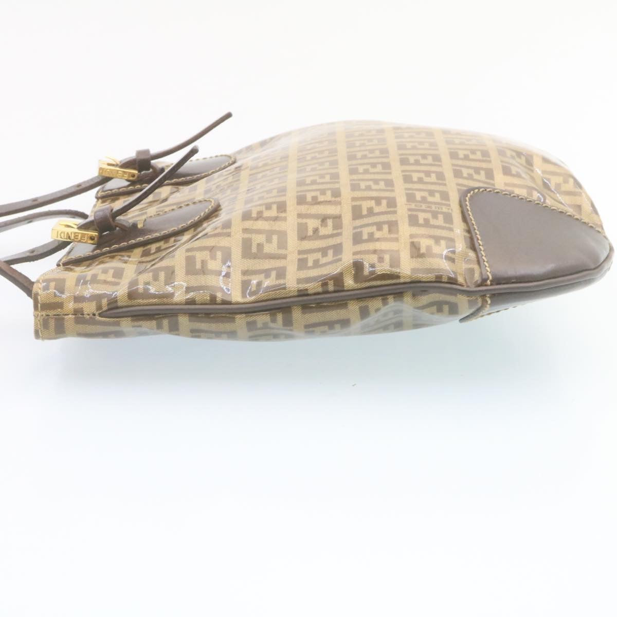 FENDI Zucchino Canvas Mamma Baguette Shoulder Bag Enamel Brown 34666