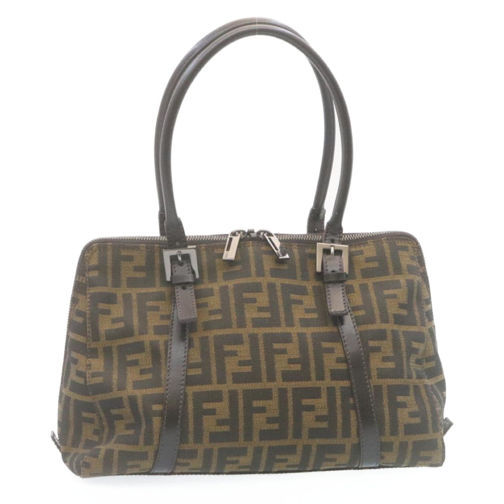 FENDI Zucca Canvas Hand Bag Brown Black 34668