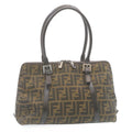 FENDI Zucca Canvas Hand Bag Brown Black 34668