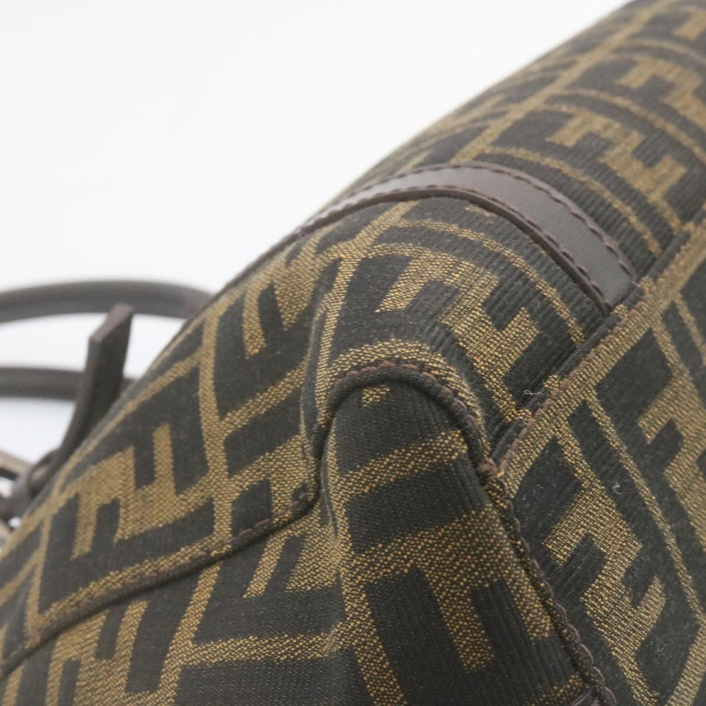 FENDI Zucca Canvas Hand Bag Brown Black 34668