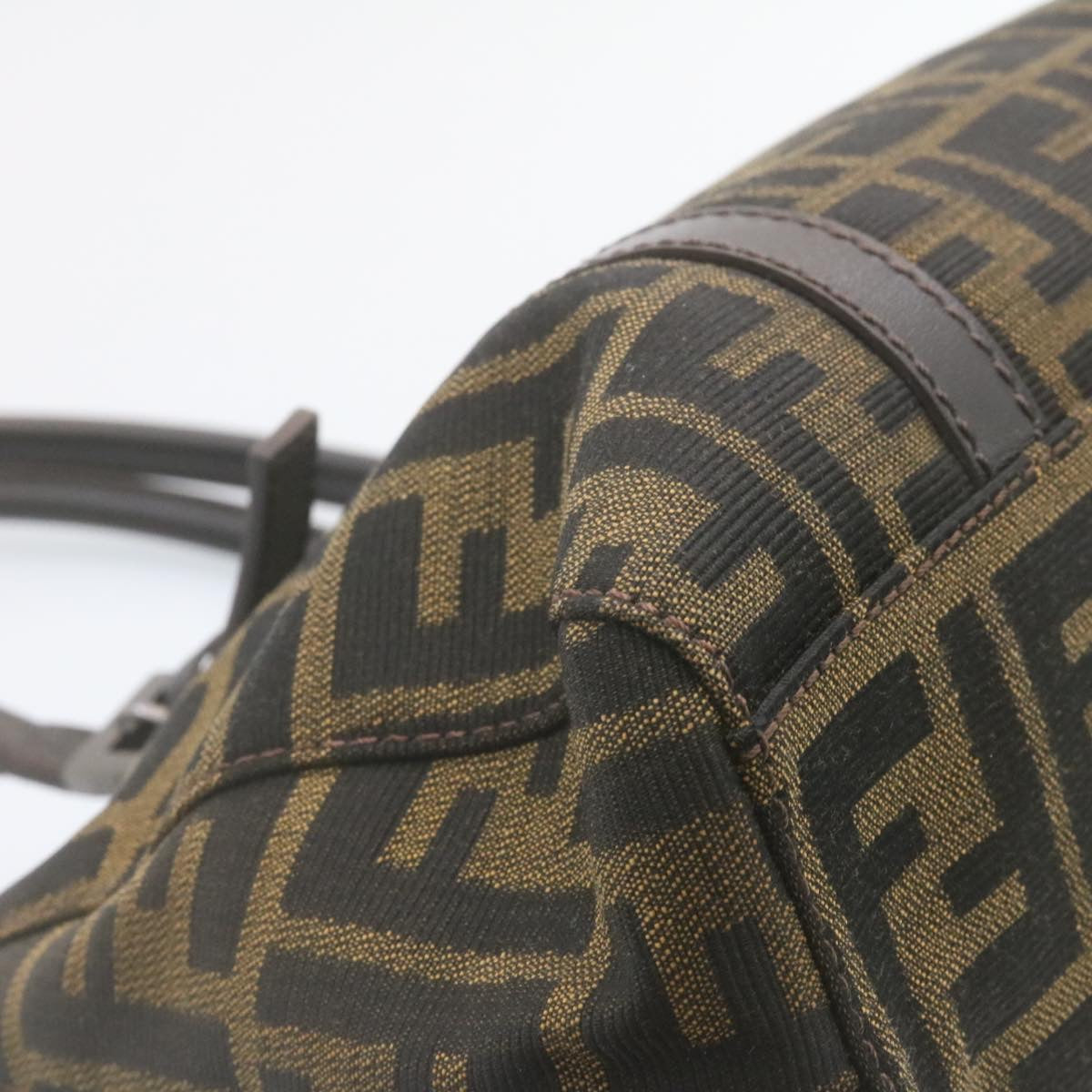 FENDI Zucca Canvas Hand Bag Brown Black 34668