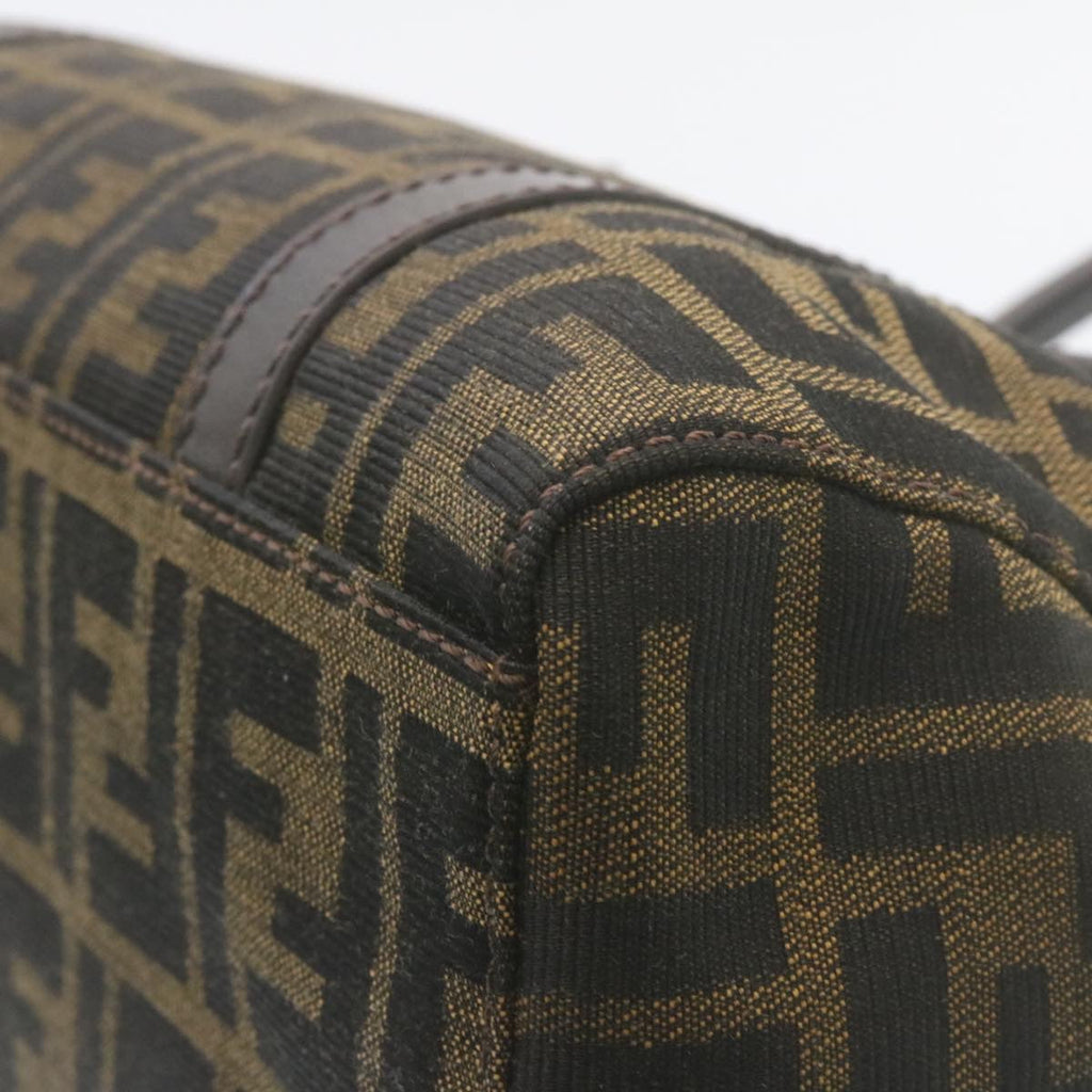 FENDI Zucca Canvas Hand Bag Brown Black 34668