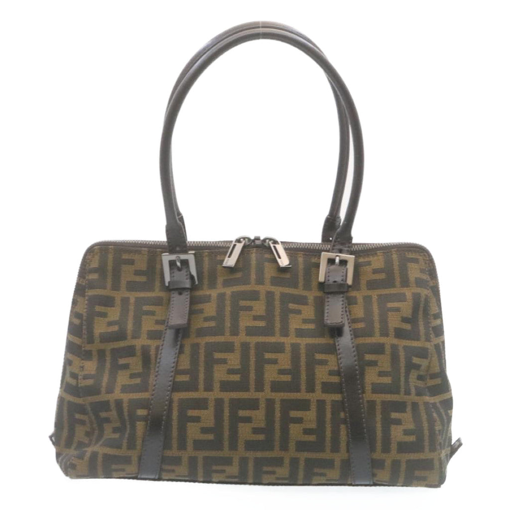 FENDI Zucca Canvas Hand Bag Brown Black 34668