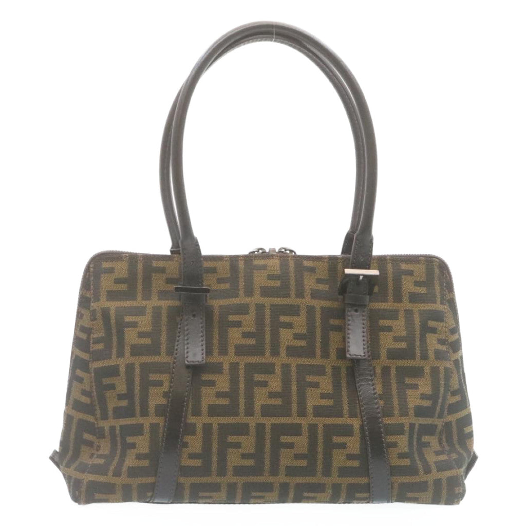FENDI Zucca Canvas Hand Bag Brown Black 34668