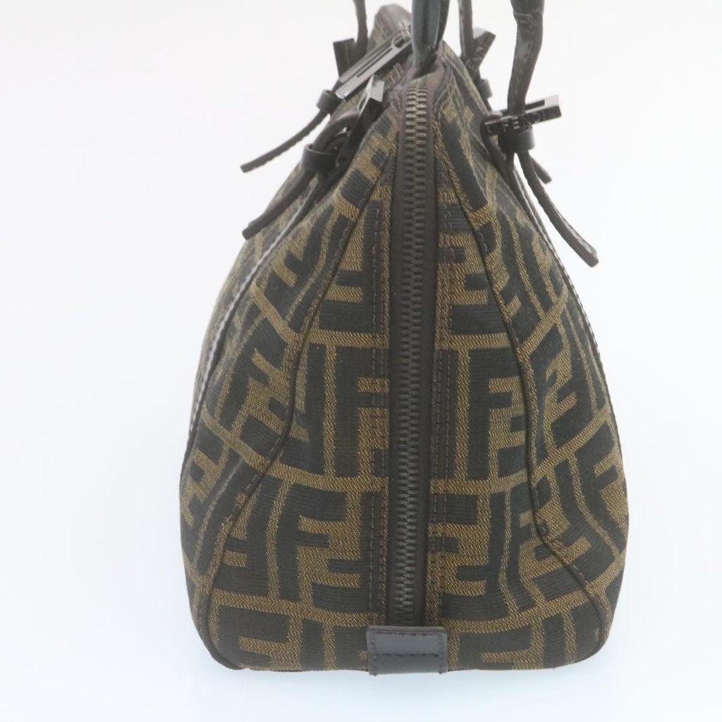 FENDI Zucca Canvas Hand Bag Brown Black 34668