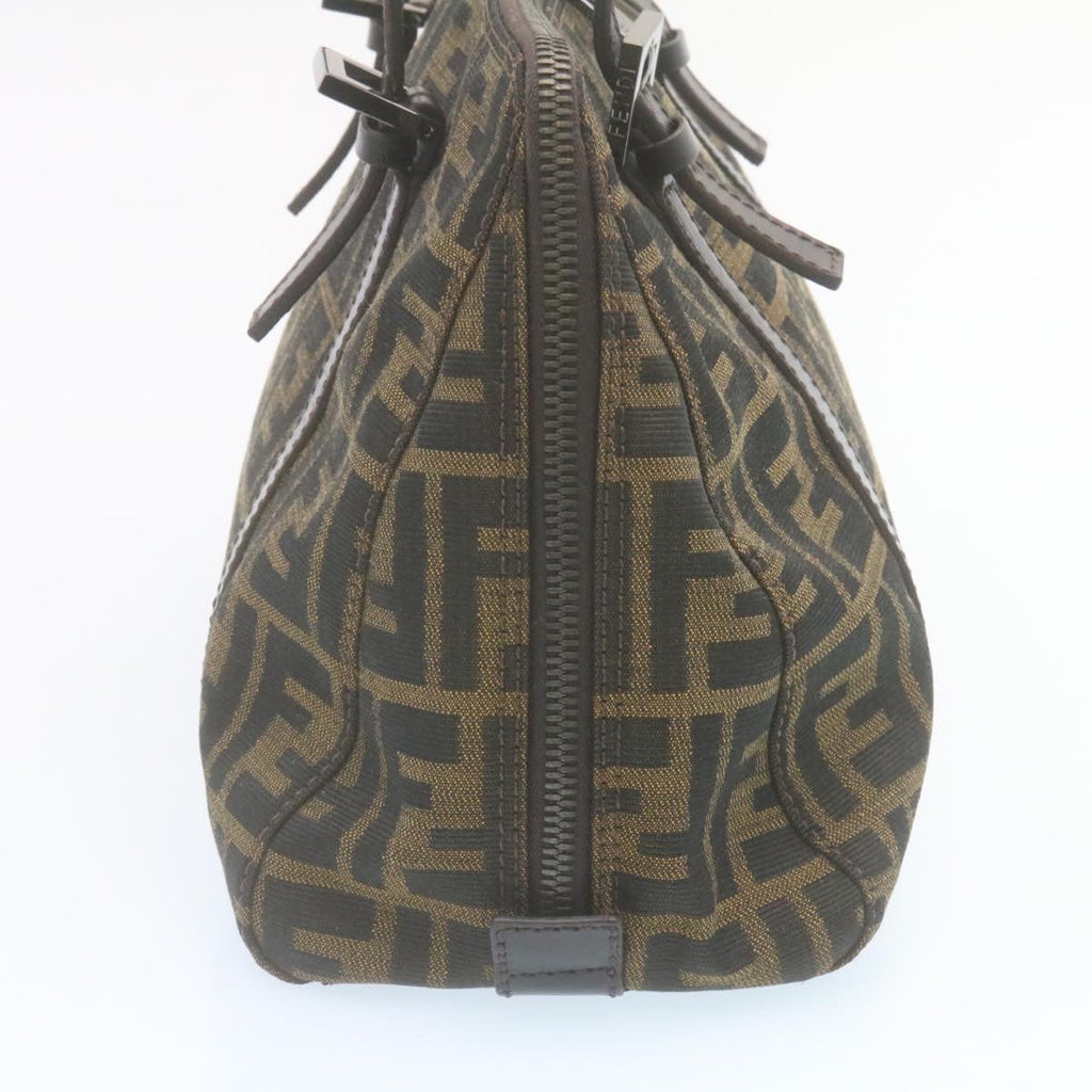FENDI Zucca Canvas Hand Bag Brown Black 34668