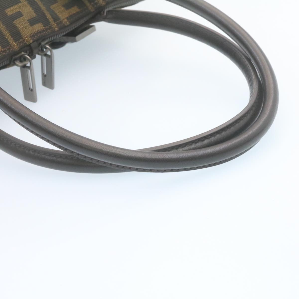 FENDI Zucca Canvas Hand Bag Brown Black 34668