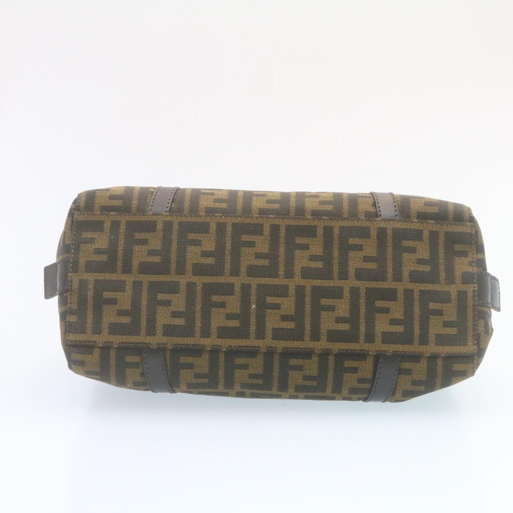 FENDI Zucca Canvas Hand Bag Brown Black 34668