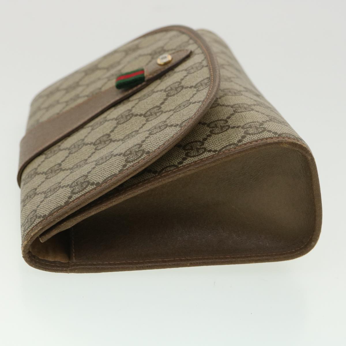 GUCCI GG Canvas Web Sherry Line Clutch Bag Beige Red Green ny139