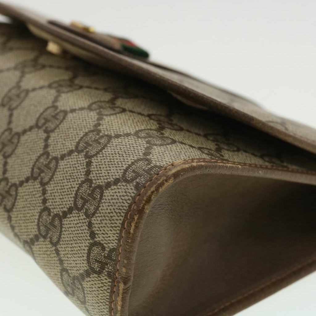 GUCCI GG Canvas Web Sherry Line Clutch Bag Beige Red Green ny139
