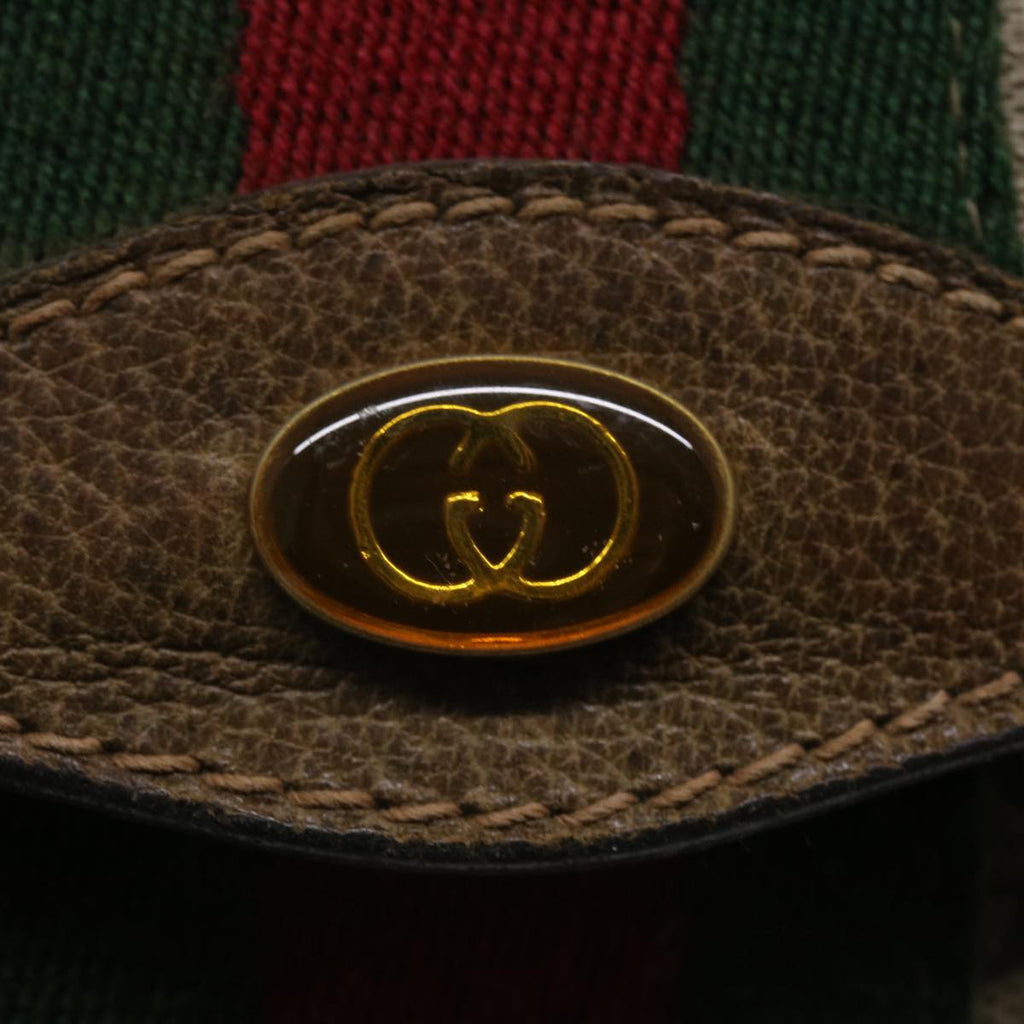 GUCCI GG Canvas Web Sherry Line Clutch Bag Beige Red Green 37-02-3839 ny155
