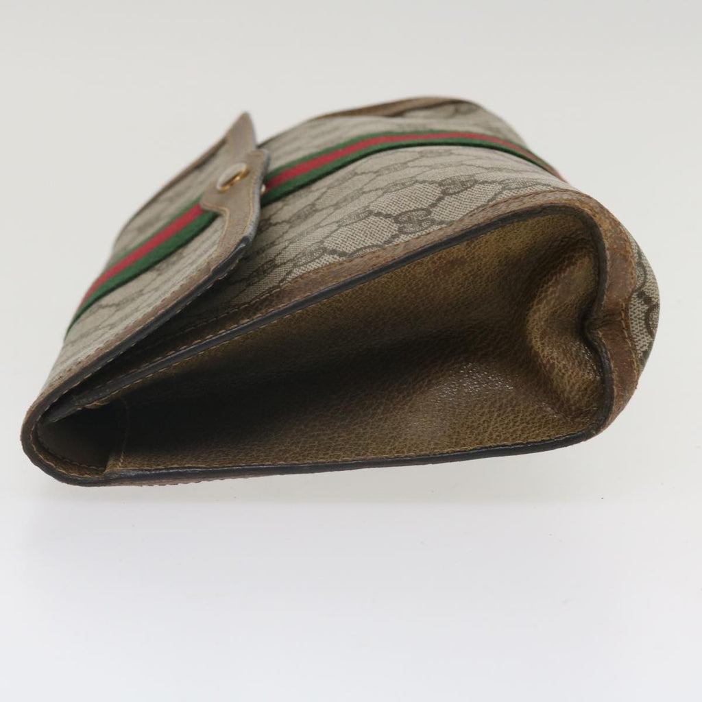 GUCCI GG Canvas Web Sherry Line Clutch Bag Beige Red Green 37-02-3839 ny155