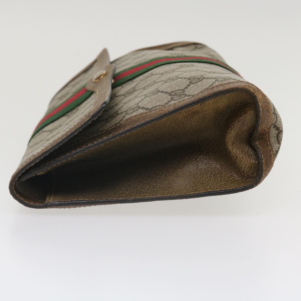GUCCI GG Canvas Web Sherry Line Clutch Bag Beige Red Green 37-02-3839 ny155