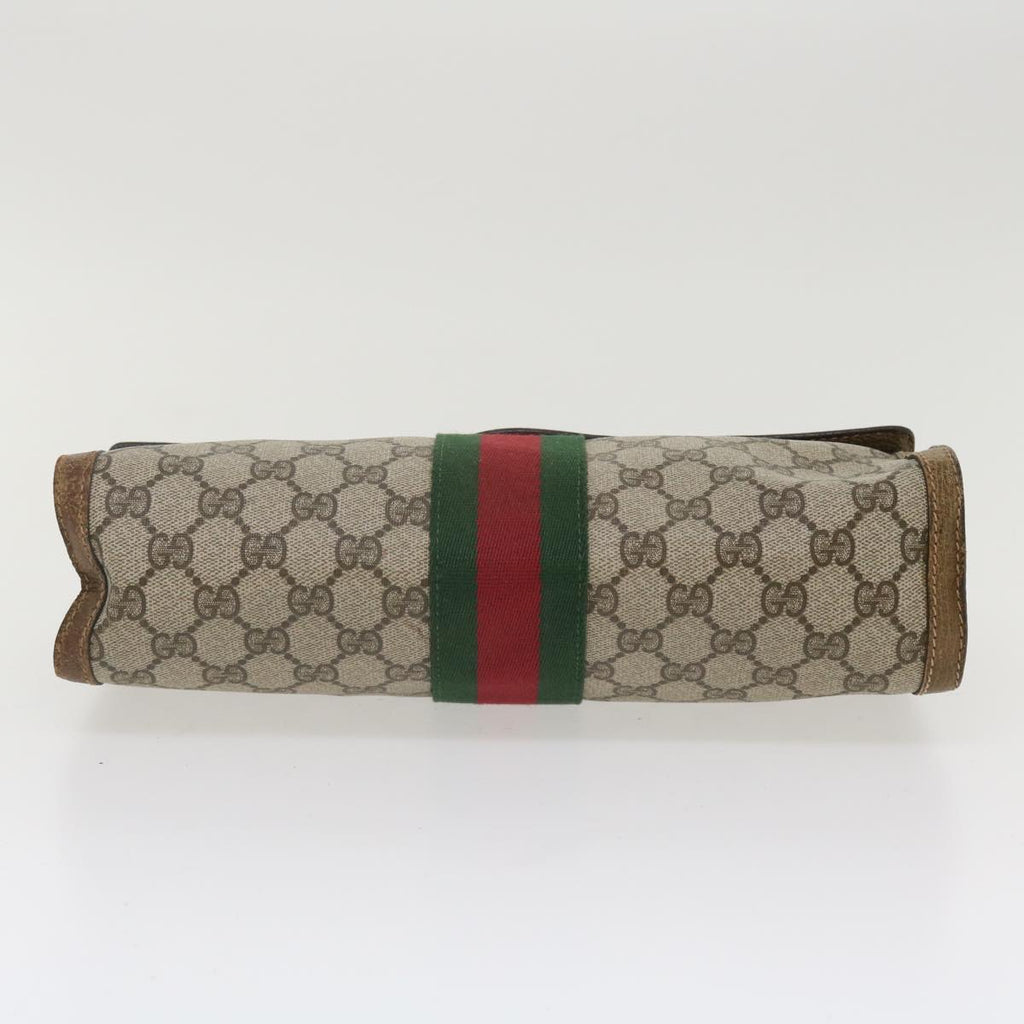 GUCCI GG Canvas Web Sherry Line Clutch Bag Beige Red Green 37-02-3839 ny155