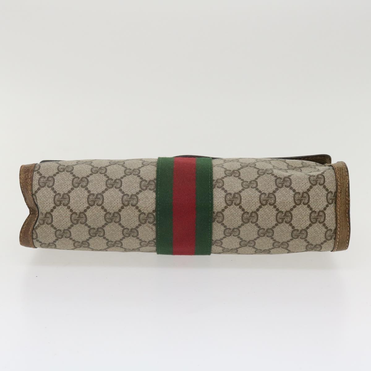 GUCCI GG Canvas Web Sherry Line Clutch Bag Beige Red Green 37-02-3839 ny155